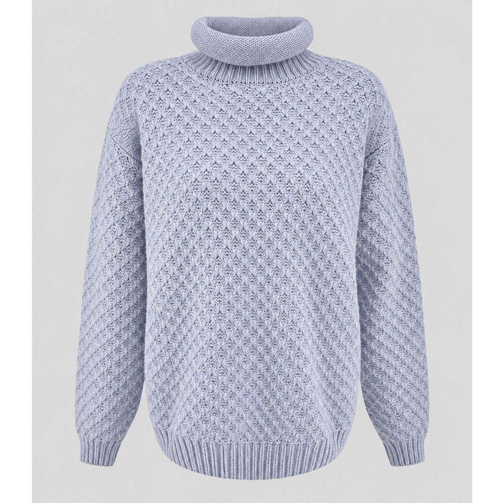 Vintage Y2K Karen Scott Periwinkle Blue Pointelle Knit Turtleneck Sweater Small